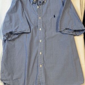 Ralph Lauren Blue Gingham Short Sleeve Button Down Shirt XL
